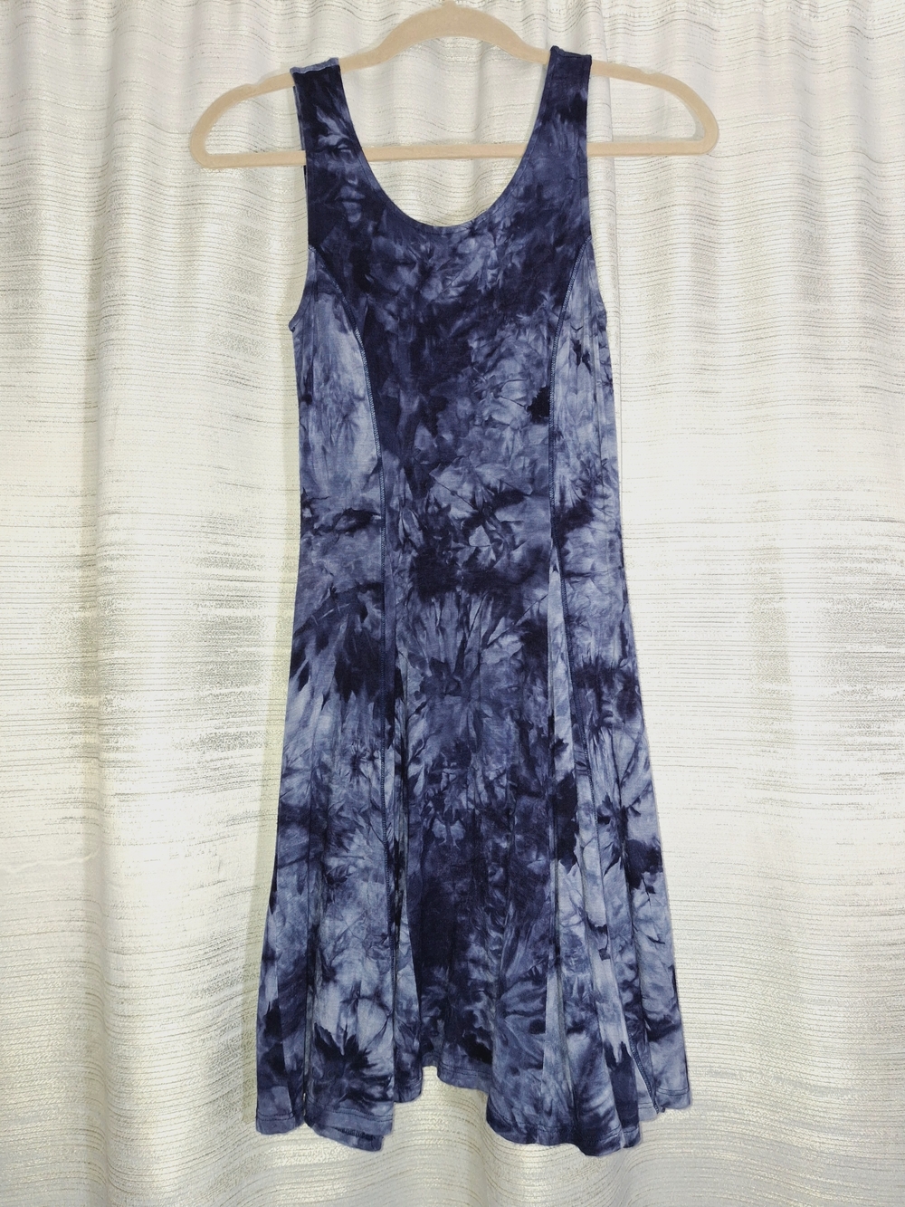 one clothing Navy Blue Tie-Dye Tank Swing Dress Small